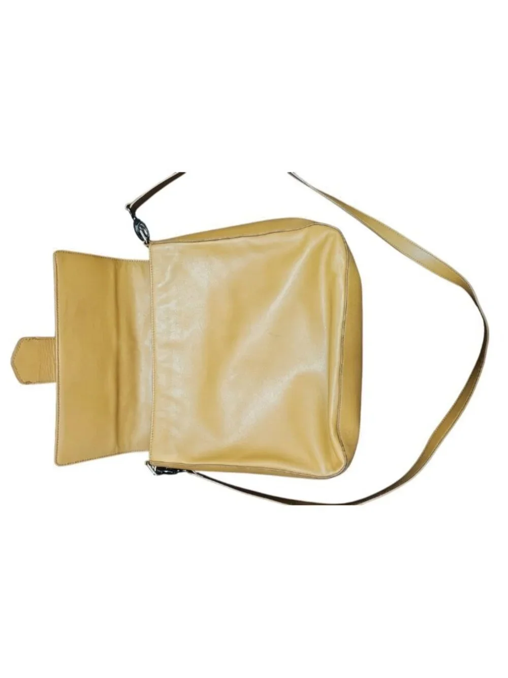 Henri Bendel Leather Crossbody Tan Camel Pink Lining Large Shoulder Purse